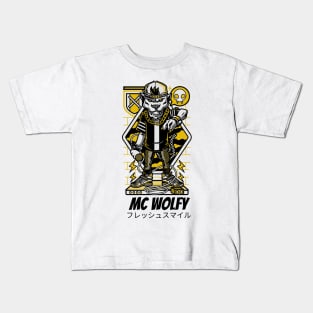 MC Wolfy Gold Rapper Kids T-Shirt